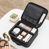 Professional Vanity Bag with Adjustable Compartment Makeup Organizer Bag (Black)